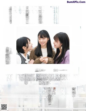 A group of young women in school uniforms posing for a magazine.