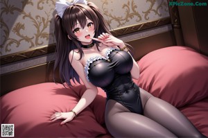A woman in a white dress sitting on a bed.