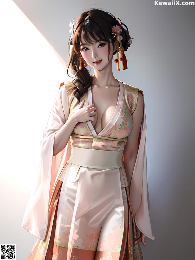 A woman in a kimono is posing for a picture.